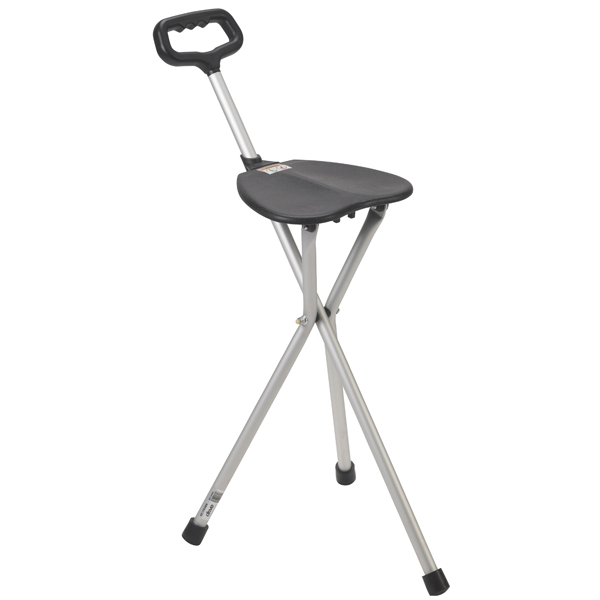 Folding Lightweight Cane Seat - Silver - Click Image to Close